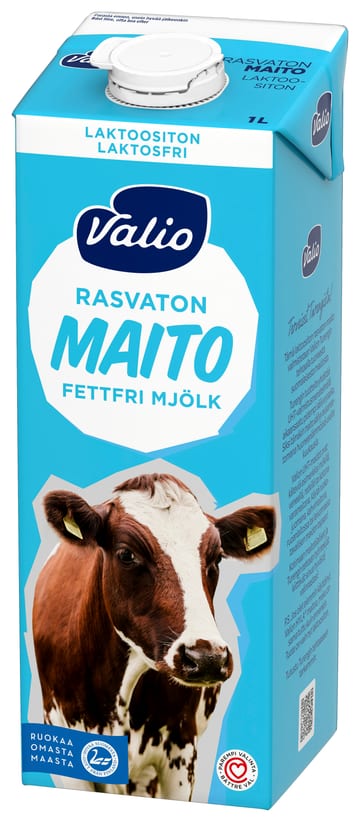 Valio rasvaton maito 1 l laktoositon UHT