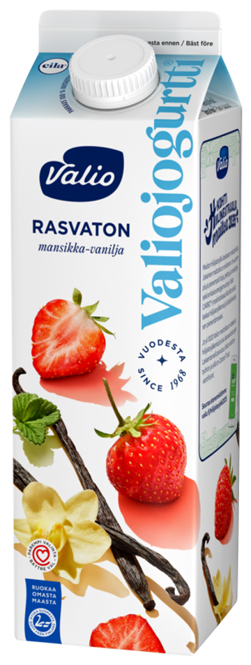 Valiojogurtti® 1 kg rasvaton mansikka-vanilja laktoositon