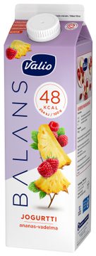 Valio Balans jogurtti ananas-vadelma rasvaton laktoositon 1 kg