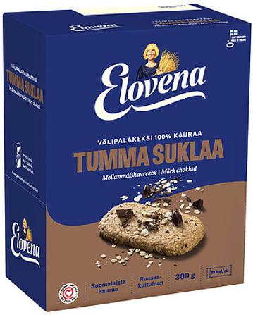 Elovena Välipalakeksi 100% kauraa Tumma suklaa
