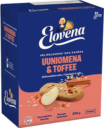 Elovena Välipalakeksi 100% kauraa Uuniomena-toffee