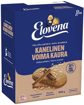 Elovena Välipalakeksi 100% kauraa Kanelinen Voima kaura