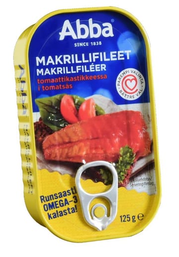 Abba Makrillifileet tomaattikastikkeessa 125 g