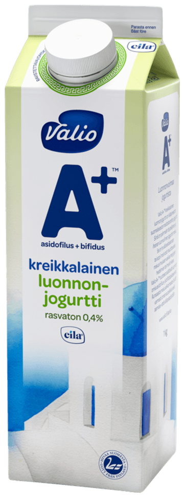 Valio A+™ kreikkalainen luonnonjogurtti 1 kg rasvaton laktoositon