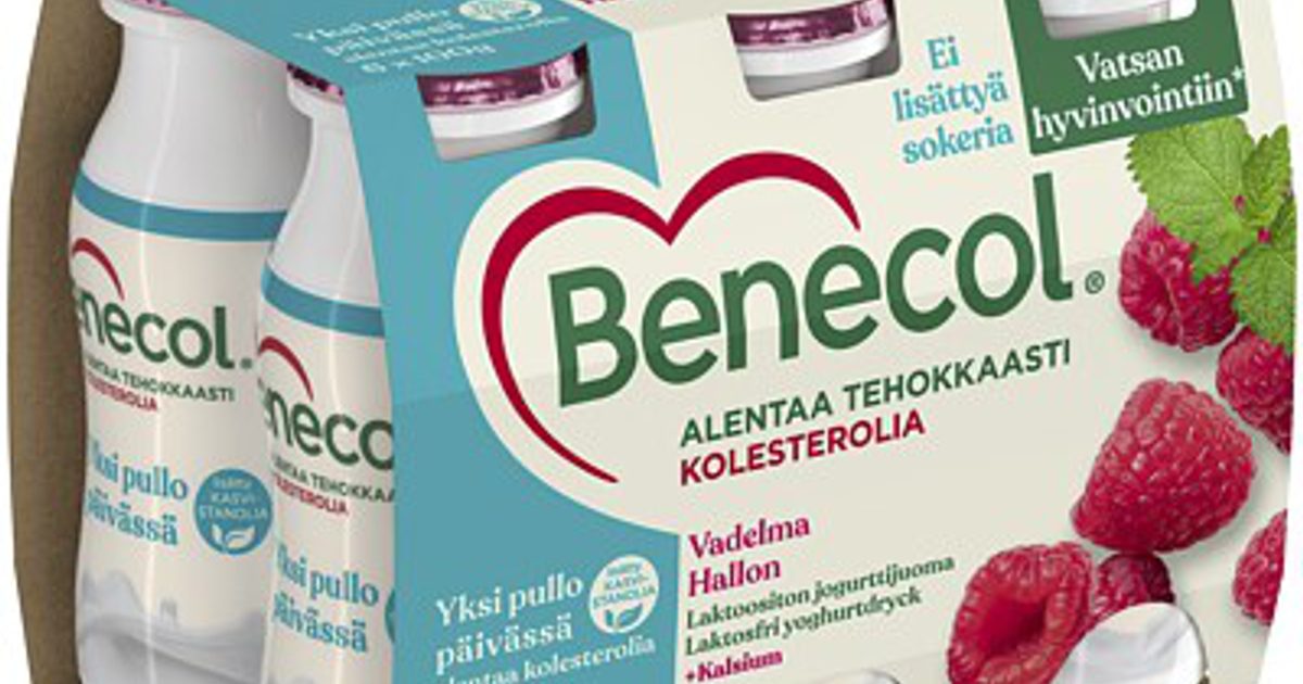 Benecol Raspberry Sydänmerkki | Benecol Vadelmajogurttijuoma | Sydänmerkki
