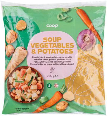 Coop Soup vegetables & potatoes Peruna, lanttu, porkkana, palsternakka, purjosipuli