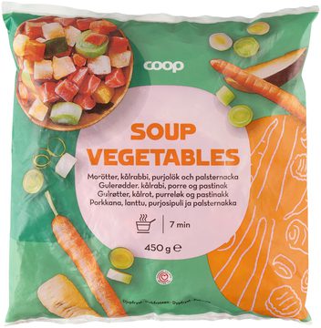Coop Soup Vegetables Porkkana, lanttu, purjosipuli ja palsternakka