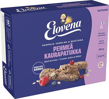 Elovena Pehmeä Kaurapatukka Karpalo, vadelma & mustikka