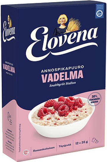 Elovena Annospikapuuro Vadelma vähemmän sokeria