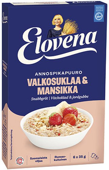 Elovena Annospikapuuro Valkosuklaa & mansikka