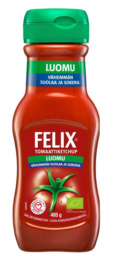 Felix Luomu Ketchup, vähemmän suolaa ja sokeria 485 g
