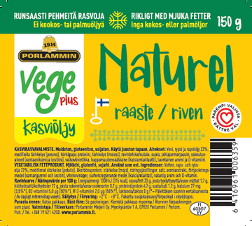 Porlammin Vege Plus Kasviöljy Raaste 150g