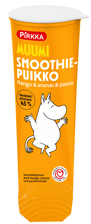 Pirkka Muumi mango-ananas-passiohedelmäsmoothiepuikko 80 g