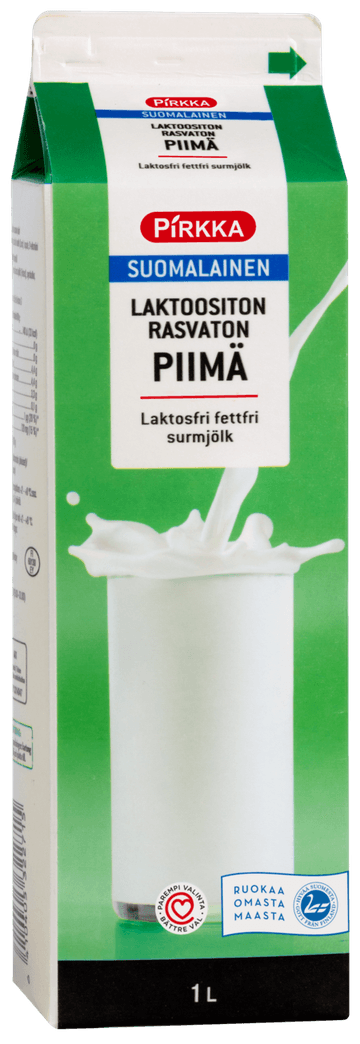 Pirkka laktoositon rasvaton piimä 1l