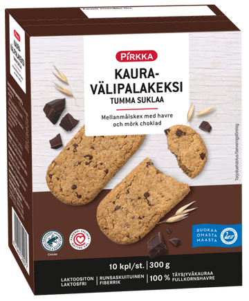 Pirkka Kauravälipalakeksi Tumma suklaa 10 kpl