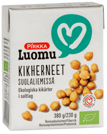 Pirkka Luomu kikherneet suolaliemessä 380 g/230 g