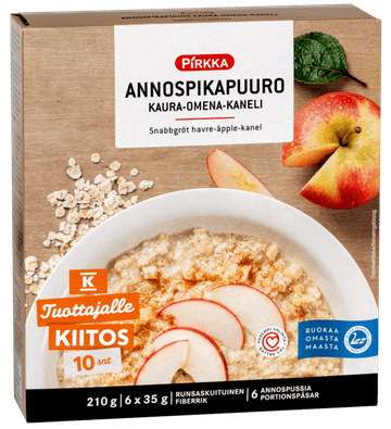 Pirkka annospikapuuro kaura-omena-kaneli 210 g (6x35 g)