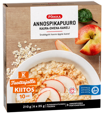Pirkka annospikapuuro kaura-omena-kaneli 210 g (6x35 g)