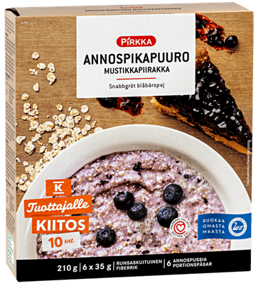 Pirkka annospikapuuro mustikkapiirakka 210 g (6x35 g)