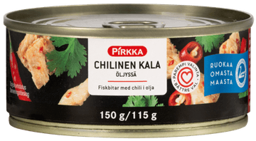 Pirkka chilinen kala öljyssä 150 g/115 g