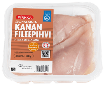 Pirkka kanan fileepihvi 520g mieto suola
