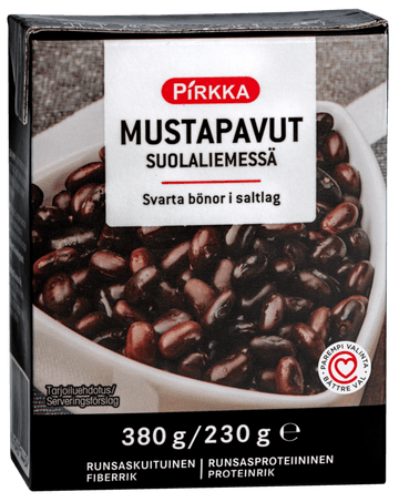 Pirkka mustapavut suolaliemessä 380 g/230 g