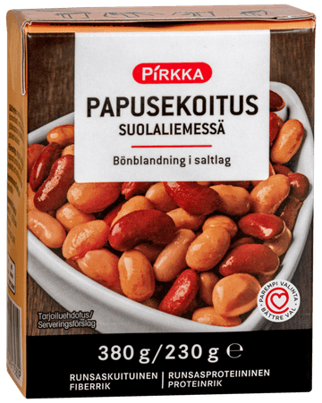 Pirkka papusekoitus suolaliemessä 380 g/230 g