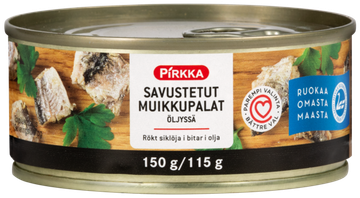 Pirkka savustetut muikkupalat öljyssä 150 g/115 g