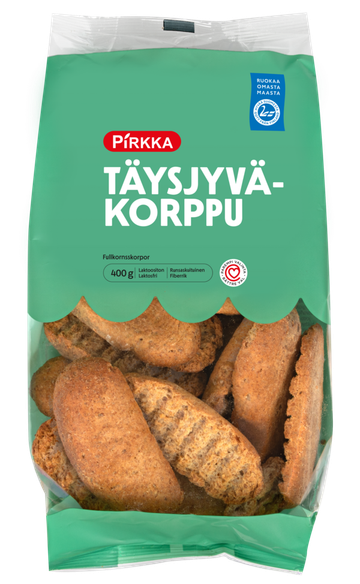 Pirkka revitty täysjyväkorppu 400 g