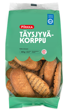 Pirkka revitty täysjyväkorppu 400 g