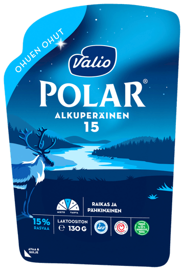 Valio Polar® 15 % e130 g ohuen ohut viipale