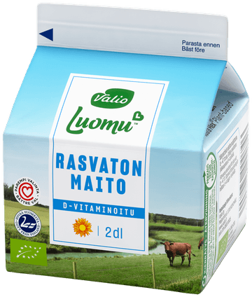 Valio Luomu™ D-vitaminoitu rasvaton maito 2 dl