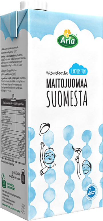 Arla Maitoa Suomesta Laktoositon ja rasvaton maitojuoma (UHT) 1 l