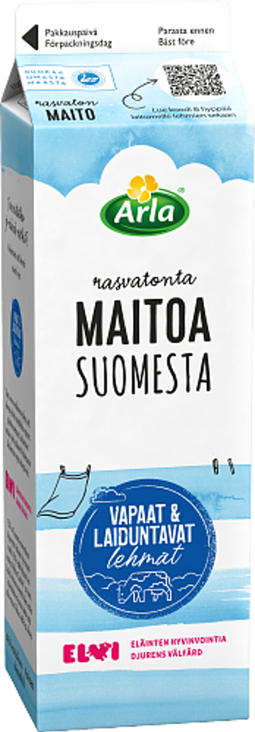 Arla Maitoa Suomesta Rasvaton maito 1 l