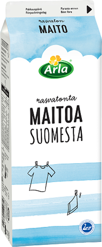 Arla Maitoa Suomesta Rasvaton maito 1,5 l