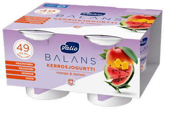 Valio Balans kerrosjogurtti 4x125 g mango-meloni rasvaton laktoositon